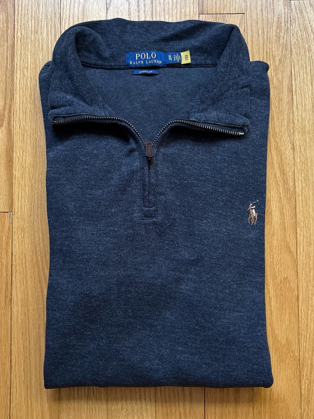 Polo Ralph Lauren Men’s 1/4 Zip Up Sweater Pullover Estate Rib XL Gray Solid